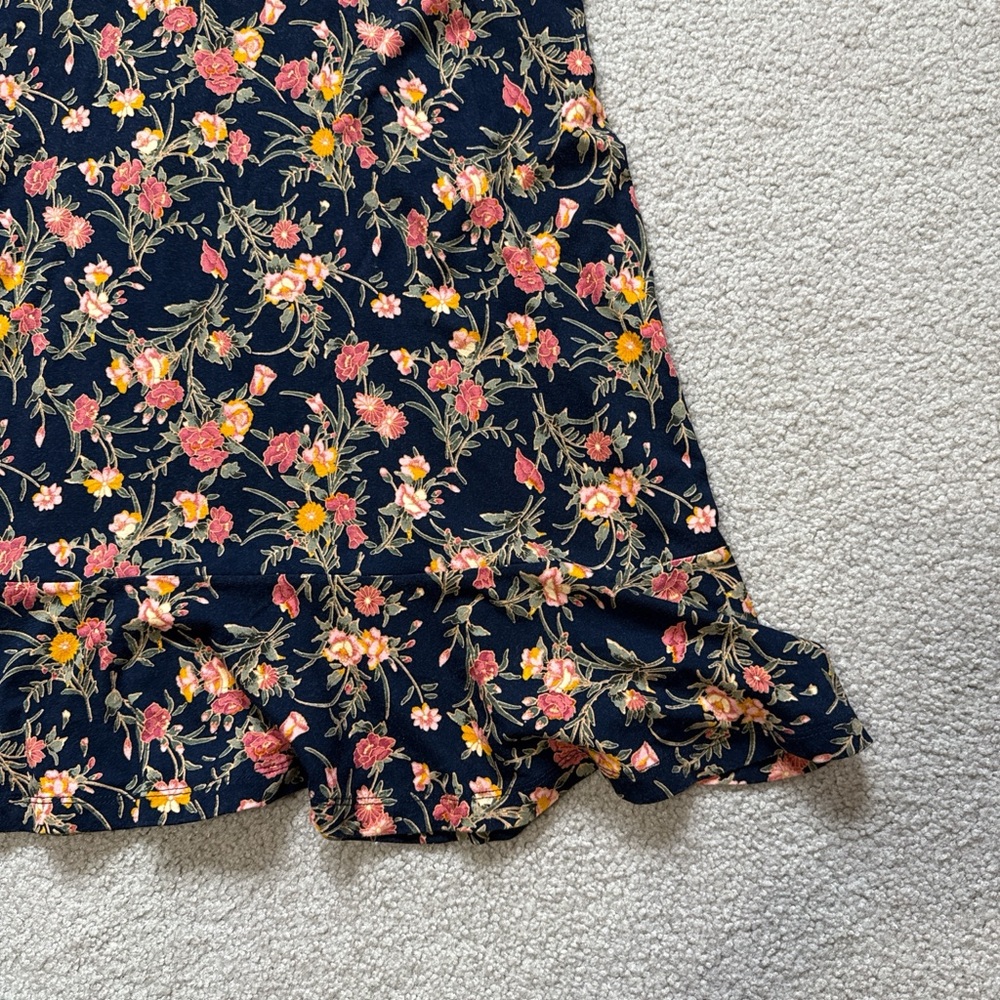 LOFT Navy Dress with Orange Floral Pattern - Picture 4 of 5